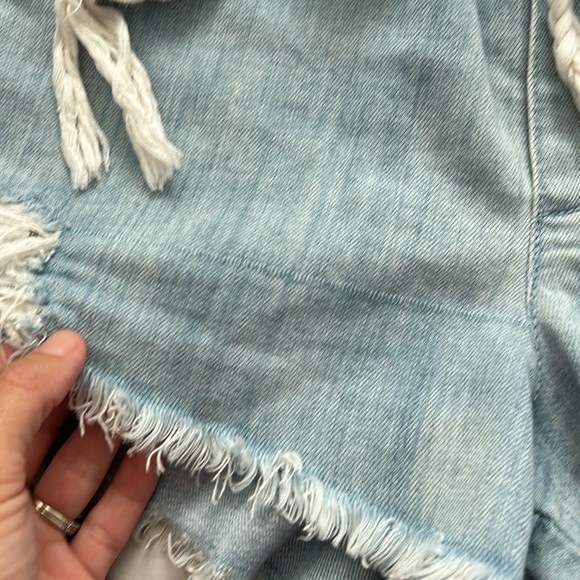 Aerie womens size small Elastic Waist Pull-On Denim Chambray Shorts braided belt - Picture 4 of 12
